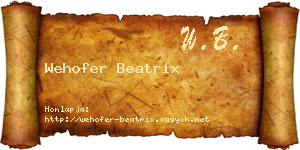 Wehofer Beatrix névjegykártya